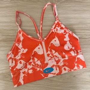 Nike Medium Indy Icon Clash Sports Bra Orange Abstract Splattered Paint Gym